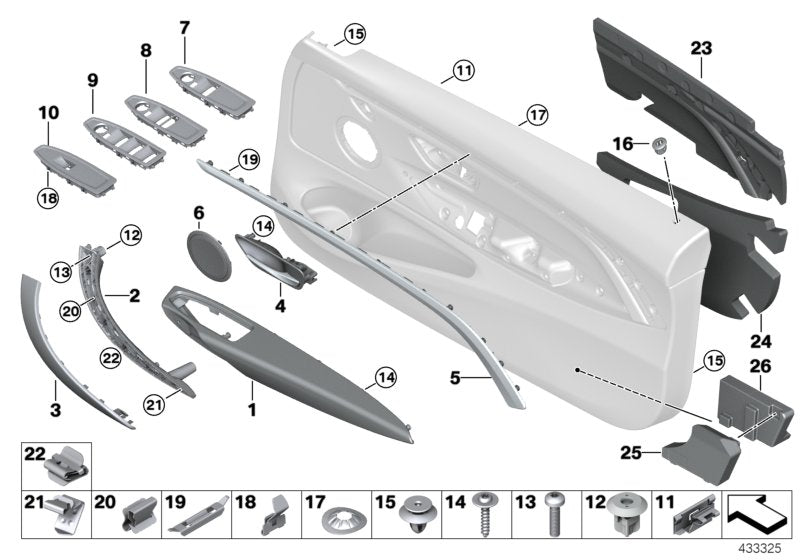 Genuine BMW 51417326364 Cover, Switch, Power Window, Driver Side OYSTER (Inc. 425d, 430iX & 430i) | ML Performance US US Car Parts