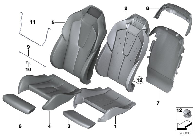 Genuine BMW 52108055494 Pad, Climate, Thigh Bolster CIS (Inc. M6) | ML Performance US US Car Parts