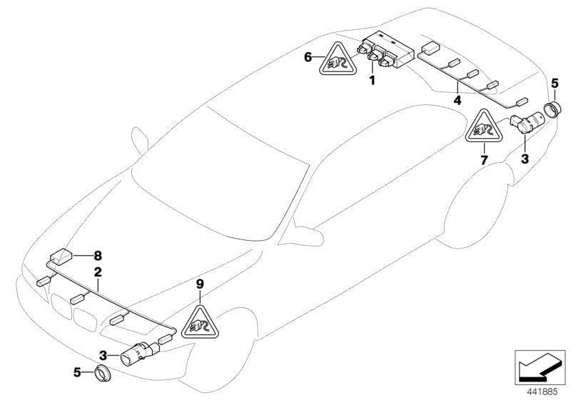 Genuine BMW 66209142222 E71 E83 E64 Ultrasonic Sensor, Mineral Silver WA14 (Inc. X5) | ML Performance US US Car Parts