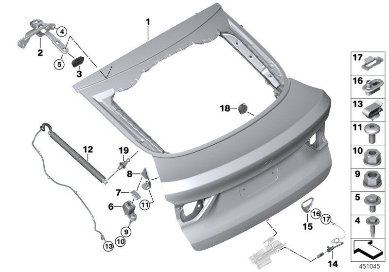 Genuine BMW 41627339426 F26 Right Trunk Lid Hinge (Inc. X4) | ML Performance US US Car Parts