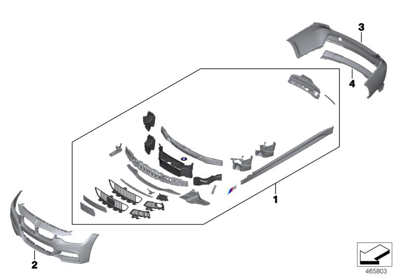 Genuine BMW 51118067957 F30 F31 Trim Cover, Bumper, Primed, Front M US SRA (Inc. 318i, 316d & 340i)