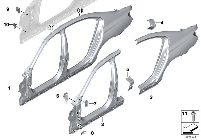Genuine BMW 41007421763 G11 Bracket, Side Panel, Top Left (Inc. 745LeX, 725d & 740LeX) | ML Performance US US Car Parts