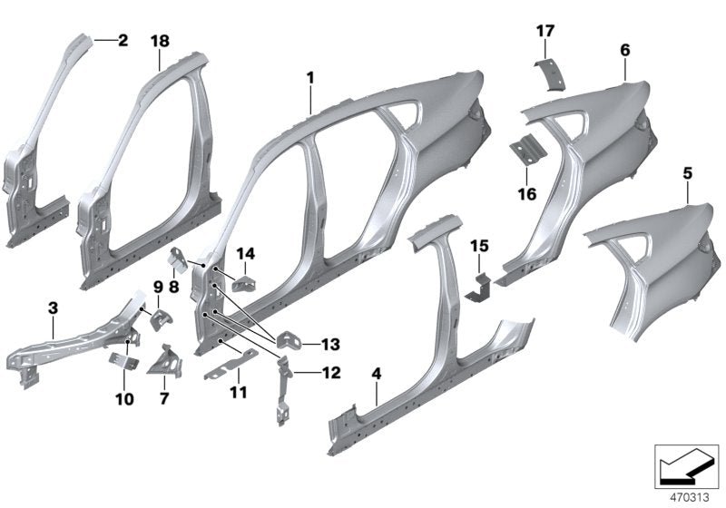 Genuine BMW 41217275588 E71 E72 Reinforcement Plate, C-Pillar, Right (Inc. X6) | ML Performance US US Car Parts