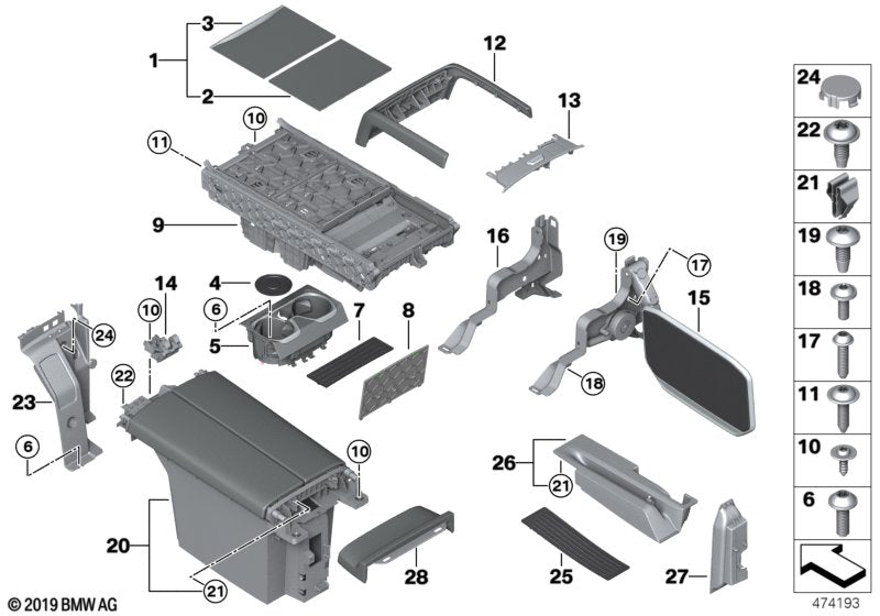 Genuine BMW 51166821296 Armrest, Rear Console MOKKA (Inc. 750Li, M760LiX & 740Li) | ML Performance US US Car Parts