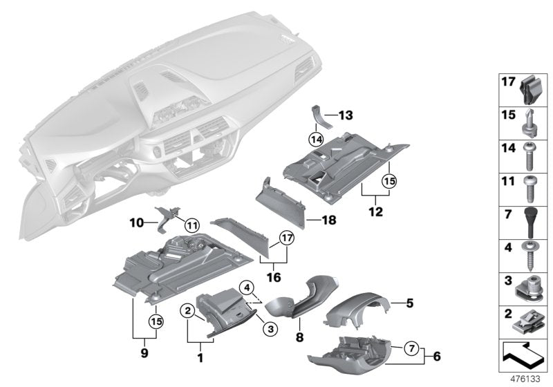 Genuine BMW 51459363693 G30 G11 G31 Cover Panel Tunnel Passenger's Side CANBERRABEIGE (Inc. 730Li, 730dX & 725d) | ML Performance US US Car Parts