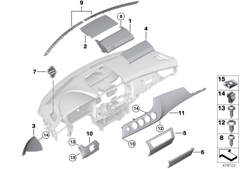 Genuine BMW 51459322738 E89 Trim For Dashboard Leather Top Center SCHWARZ/BRAUN (Inc. Z4 35is, Z4 28i & Z4 23i) | ML Performance US US Car Parts