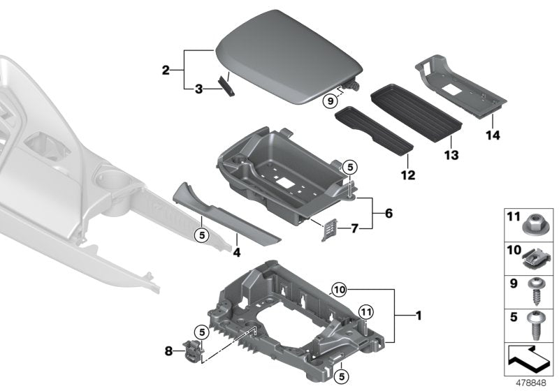 Genuine BMW 51166995620 I12 I15 Trim For Center Armrest AMIDO (Inc. i8) | ML Performance US US Car Parts