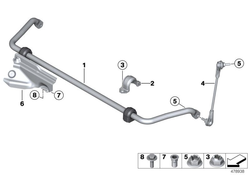 Genuine BMW 31356792131 Stabilizer Front With Rubber Mounting 22,5mm (Inc. 318dX, 420dX & 320dX) | ML Performance US US Car Parts