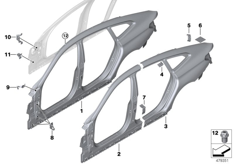 Genuine BMW 41007437604 G32 Reinforcement Plate, C-Pillar, Right (Inc. 620d, 640iX & 630d) | ML Performance US US Car Parts