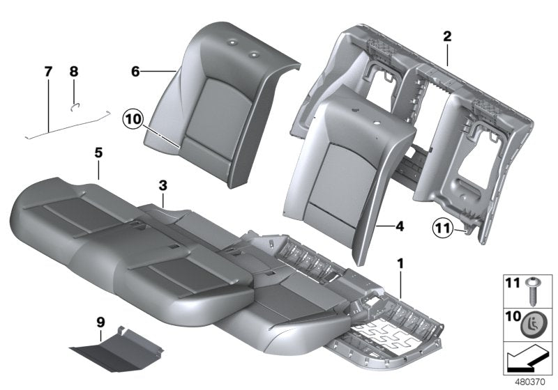 Genuine BMW 52207317351 Leather Cover For Basic Seat NAD5 SAT.BRAUN (Inc. 740i, Alpina B7X & 750LiS) | ML Performance US US Car Parts