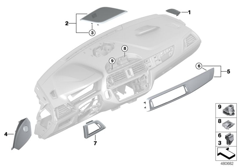 Genuine BMW 51456809401 F22 Trim For I-Panel In High-Gloss Black PERLGLANZ CHROM (Inc. 120dX, M240i & 218d) | ML Performance US US Car Parts