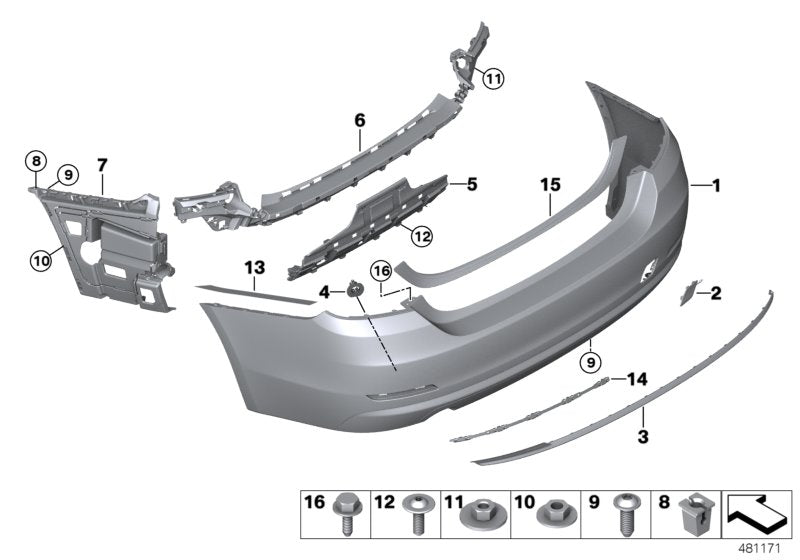 Genuine BMW 51127496110 Bumper Trim Panel, Primed, Rear BASIS 2-FLUTIG (Inc. 420iX, 425d & 420d) | ML Performance US US Car Parts