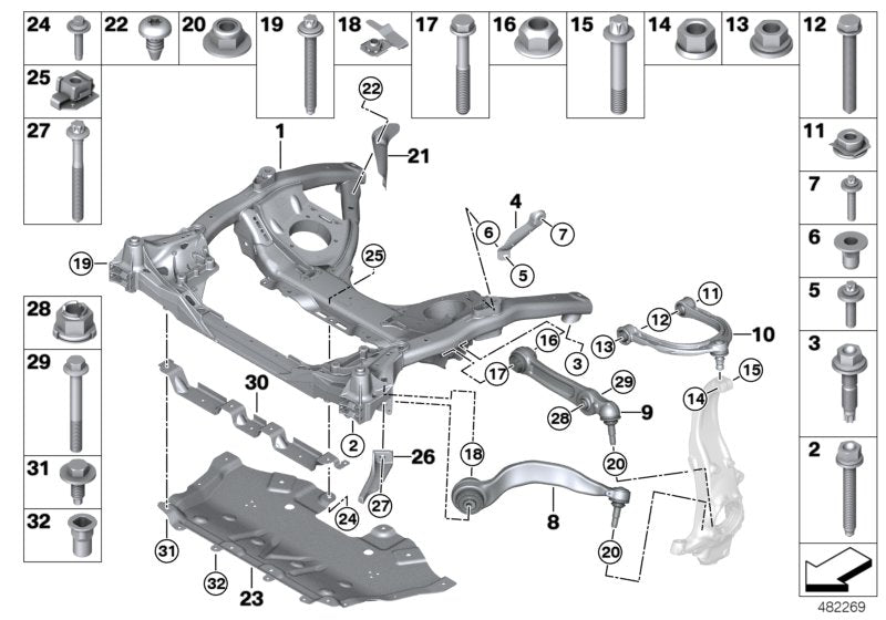 Genuine BMW 31106861170 G32 G11 Wishbone, Bottom,With Rubber Mount Right (Inc. 730Ld, 750Li & 745e) | ML Performance US US Car Parts