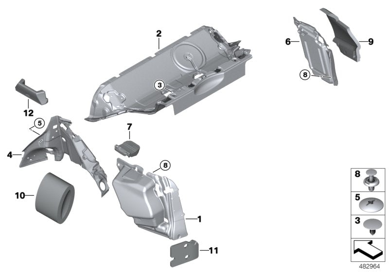 Genuine BMW 51482006746 Sound Insulation Trunk Right (Inc. X3) | ML Performance US US Car Parts