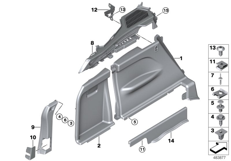 Genuine BMW 51477326625 Left Rear Lugg.Compartment Railing SCHWARZ (Inc. X5) | ML Performance US US Car Parts