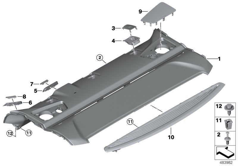 Genuine BMW 51467419293 G30 Rear Window Shelf ANTHRAZIT (Inc. 530eX, 520i 1.6 & 540i) | ML Performance US US Car Parts