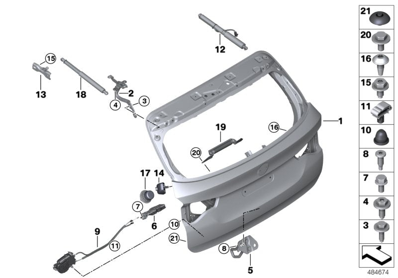 Genuine BMW 41007494944 Right Trunk Lid Hinge (Inc. X3) | ML Performance US US Car Parts