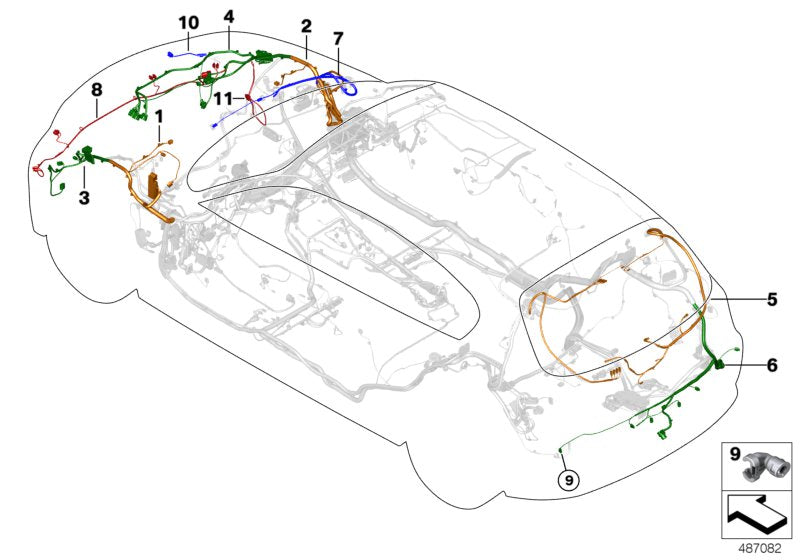 Genuine BMW 61119180538 E88 E87 E92 Rep. Wiring Harness, Strut Sector, Left (Inc. 320d, 320xd & 120d) | ML Performance US US Car Parts