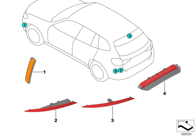 Genuine BMW 63147323185 G02 F16 Rear Fog Lamp/Reflector, Left (Inc. X4) | ML Performance US US Car Parts