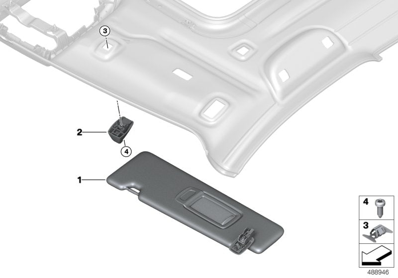 Genuine BMW 51167429920 F39 Right Sun Visor SCHWARZ (Inc. X2) | ML Performance US US Car Parts
