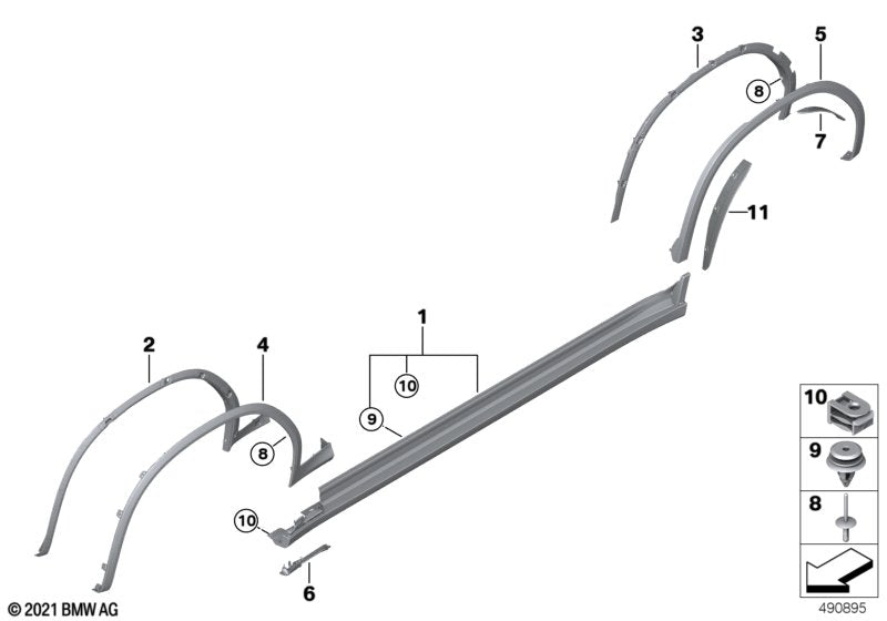 Genuine BMW 51778064820 Trim, Wheel Arch, Primed, Front Right -M-