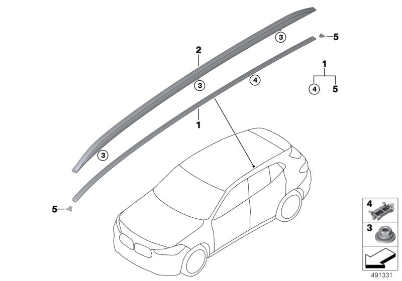 Genuine BMW 51137429617 F39 Roof Molding Left SCHWARZ (Inc. X2) | ML Performance US US Car Parts