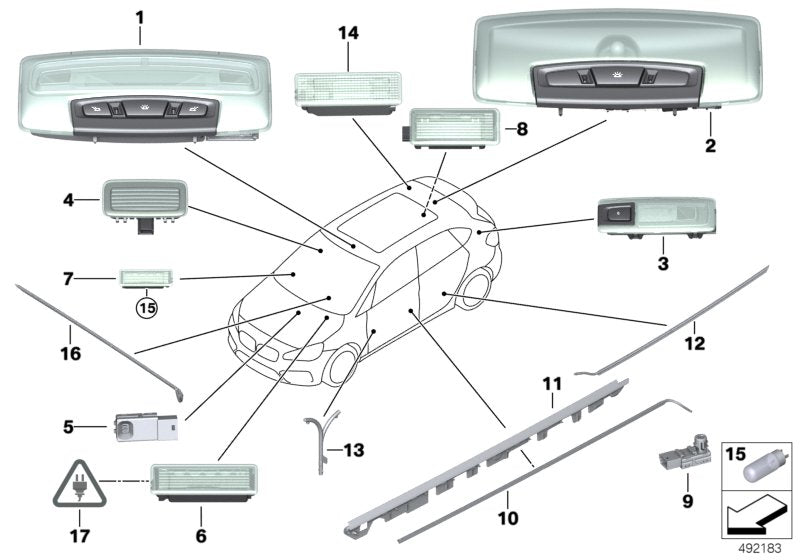 Genuine BMW 63317939313 F39 Light Guide, Door Trim Panel, Left (Inc. X2) | ML Performance US US Car Parts