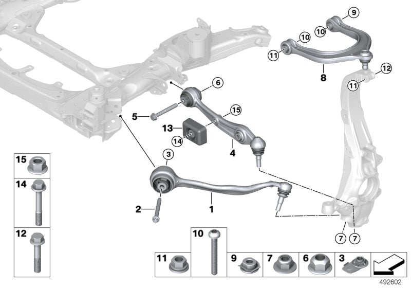 Genuine BMW 31106889153 G05 G06 Wishbone With Rubber Mount Top Left STAHL (Inc. X6) | ML Performance US US Car Parts