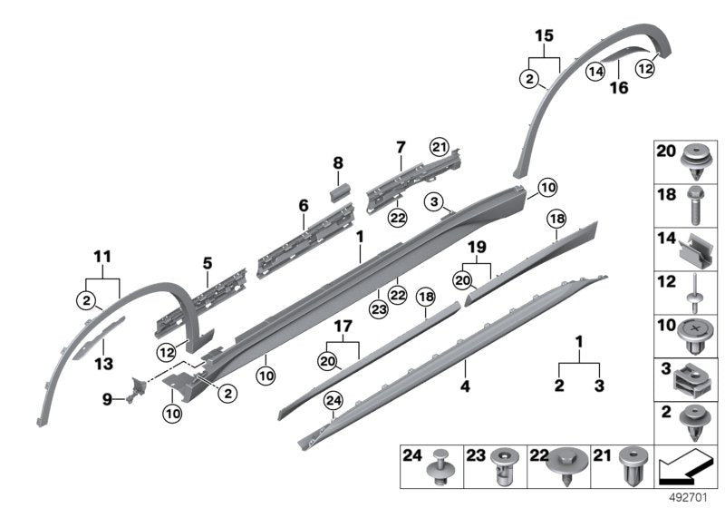 Genuine BMW 51777332332 Support Strip, Rocker Panel, Center Rgt (Inc. X1) | ML Performance US US Car Parts
