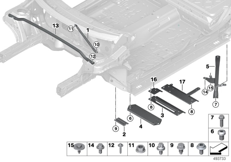 Genuine BMW 51617286759 F46 Strut Tower Brace, Left (Inc. X1 & X2 20iX) | ML Performance US US Car Parts