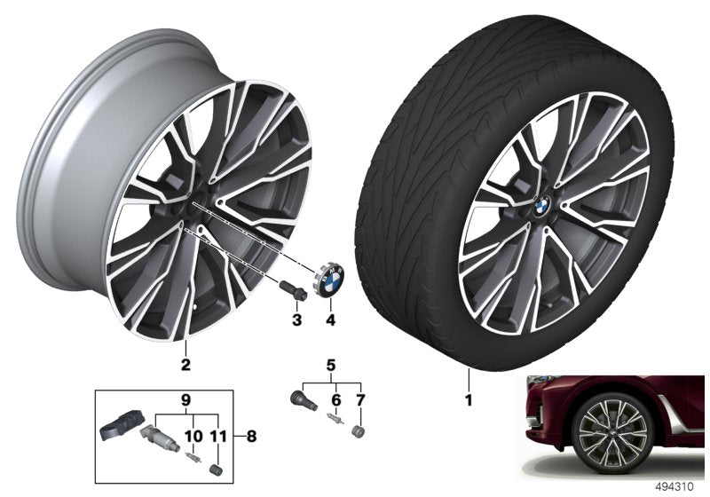 Genuine BMW 36118090109 G07 Disk Wheel, Light Alloy, In Orbitgrey 10,5JX22 ET:43 (Inc. X7) | ML Performance US US Car Parts