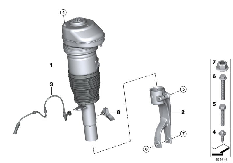 Genuine BMW 37106869036 G07 Air Spring Strut, Front Right VDC HIGH (Inc. X7) | ML Performance US US Car Parts