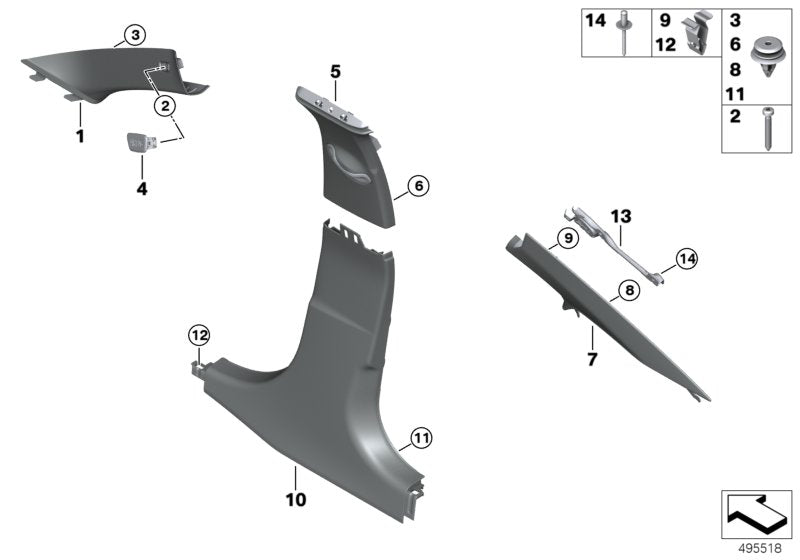Genuine BMW 51438079322 G20 G21 Cover, B-Column Upper Right ANTHRAZIT (Inc. 318d, 330dX & 320i 1.6) | ML Performance US US Car Parts