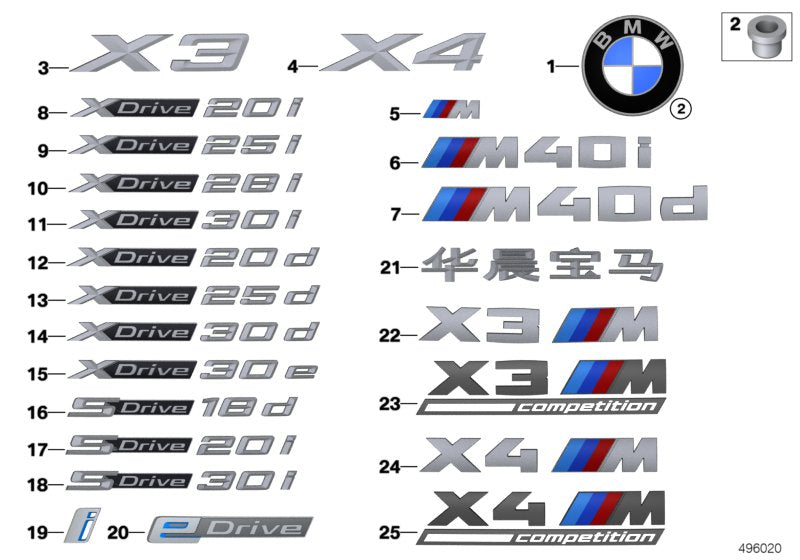 Genuine BMW 51148737320 G02 Label X4 (Inc. X4) | ML Performance US US Car Parts