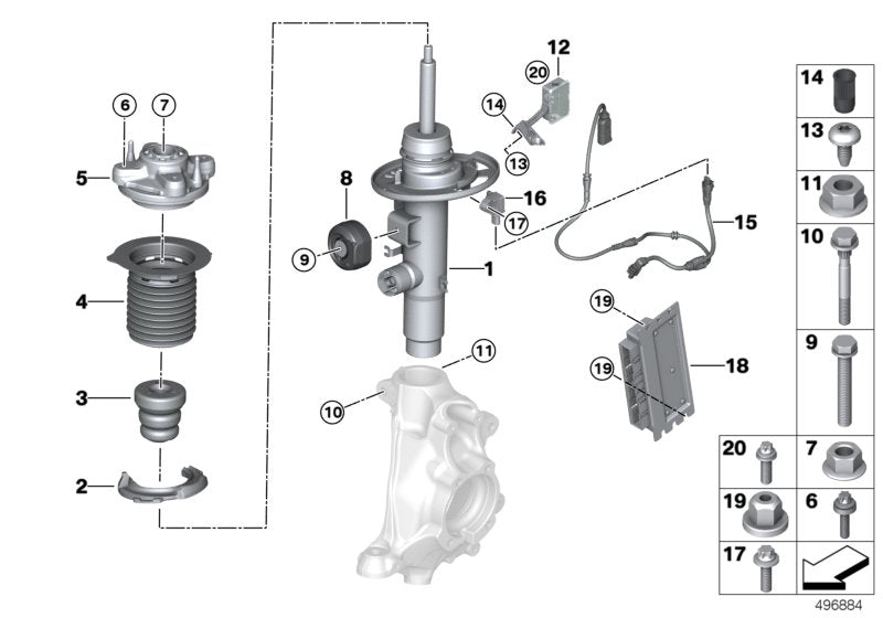 Genuine BMW 37106895062 G20 Spring Strut Front Right Vdc AWD (Inc. 330dX & M340iX) | ML Performance US US Car Parts