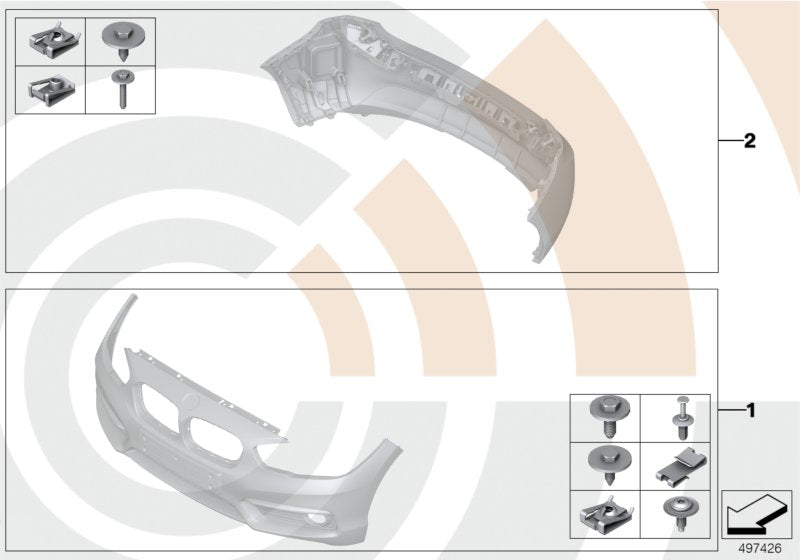 Genuine BMW 51112467370 F20 F21 Set Of Mounted Parts, Bumper, Front VALUE LINE (Inc. 118dX, M135i & 114i) | ML Performance US US Car Parts