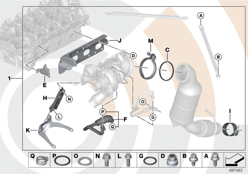 Genuine BMW 11652469934 Installation Kit For Turbocharger VALUE LINE (Inc. 328dX, 328d & 320dX) | ML Performance US US Car Parts