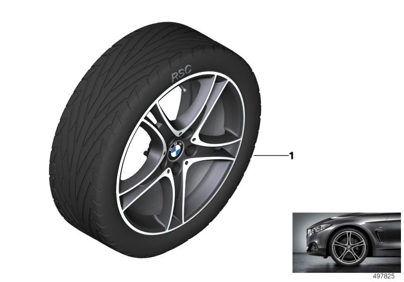Genuine BMW 36110077823 F40 F44 Tpm Tire And Wheel, Summer, Orbitgrey 225/40R18 92Y (Inc. 120dX, 118d & 116d) | ML Performance US US Car Parts