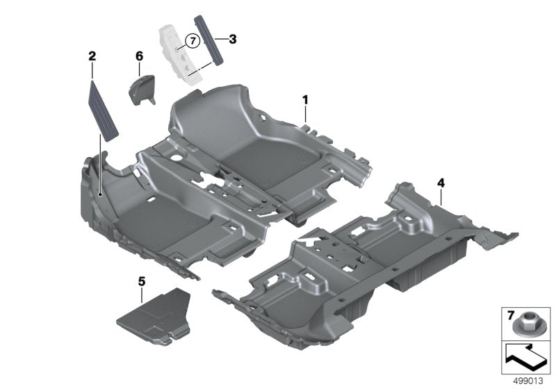 Genuine BMW 51477462697 F40 F44 Floor TriCover, Front BLACK (Inc. 120dX, 118i & 228iX) | ML Performance US US Car Parts