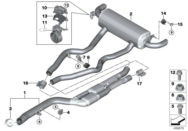 Genuine BMW 18308743651 G20 G21 Rear Muffler With Exhaust Flap (Inc. M340i & M340iX) | ML Performance US US Car Parts