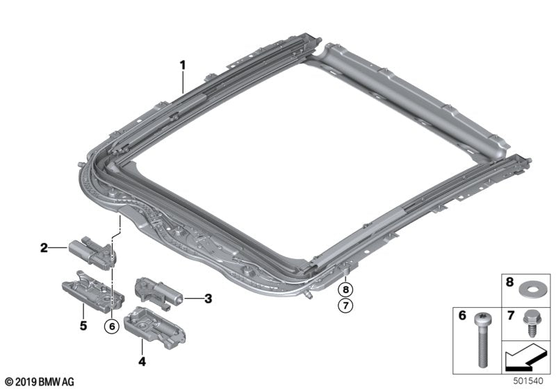 Genuine BMW 54107932857 G07 G05 F44 Foam Caps.Glass Slide/Tilt Roof Pan.Mot. (Inc. M235iX, X5 50iX & X6 M50dX) | ML Performance US US Car Parts