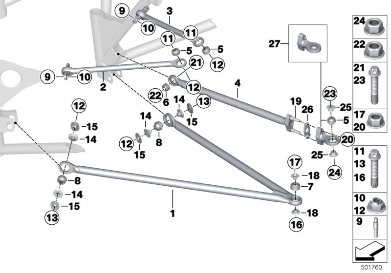 Genuine BMW 33308424078 Wishbone, Lower INCL. BEARINGS (Inc. M6 GT3) | ML Performance US US Car Parts