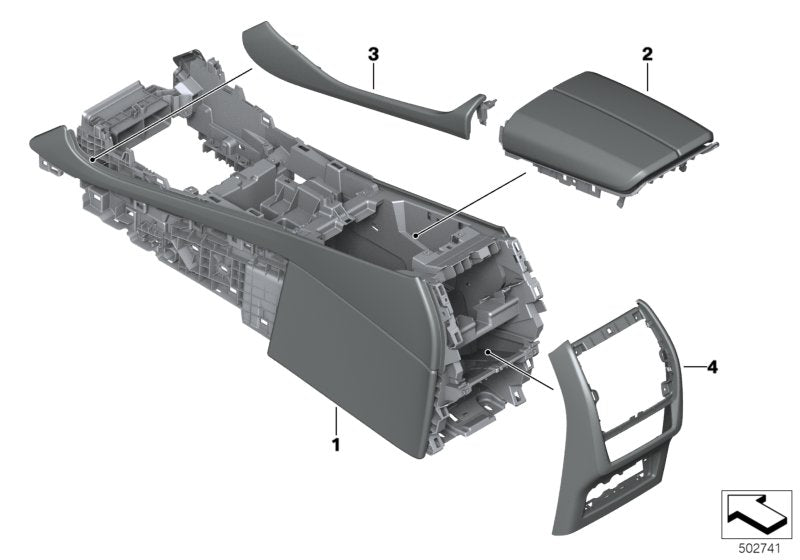 Genuine BMW 51167998183 G07 G05 G06 Center Console, Leather COFFEE (Inc. X5) | ML Performance US US Car Parts
