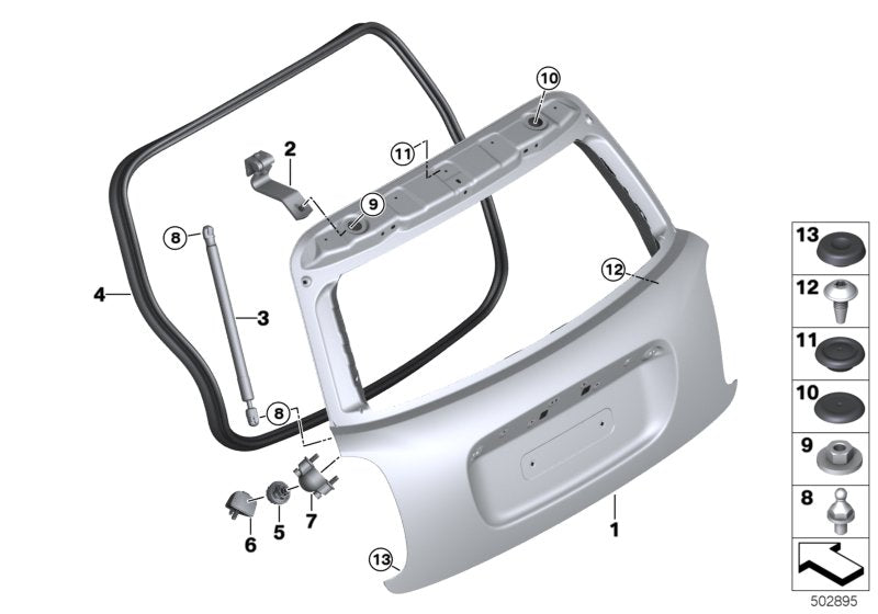 Genuine BMW 41007320547 F55 Left Trunk Lid Hinge (Inc. One First, Cooper SD & Cooper D) | ML Performance US US Car Parts