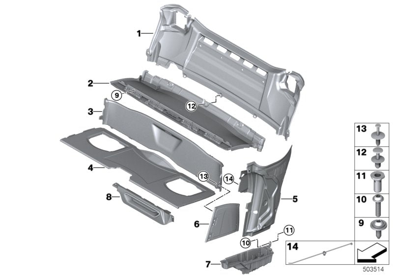 Genuine BMW 51477456200 I15 Trim Panel Conv.Top Compartment Rear (Inc. i8) | ML Performance US US Car Parts