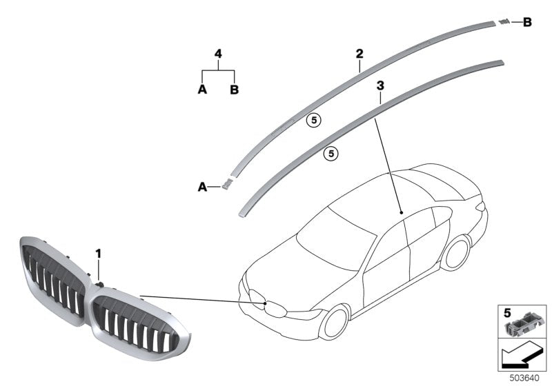 Genuine BMW 51137479520 G20 Roof Molding Right (Inc. 320iX, M340iX & 330d) | ML Performance US US Car Parts