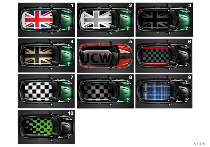 Genuine BMW 51142355033 Roof Decor 'Chequered Flag' In Black (Inc. One First, One D & Cooper S) | ML Performance US US Car Parts