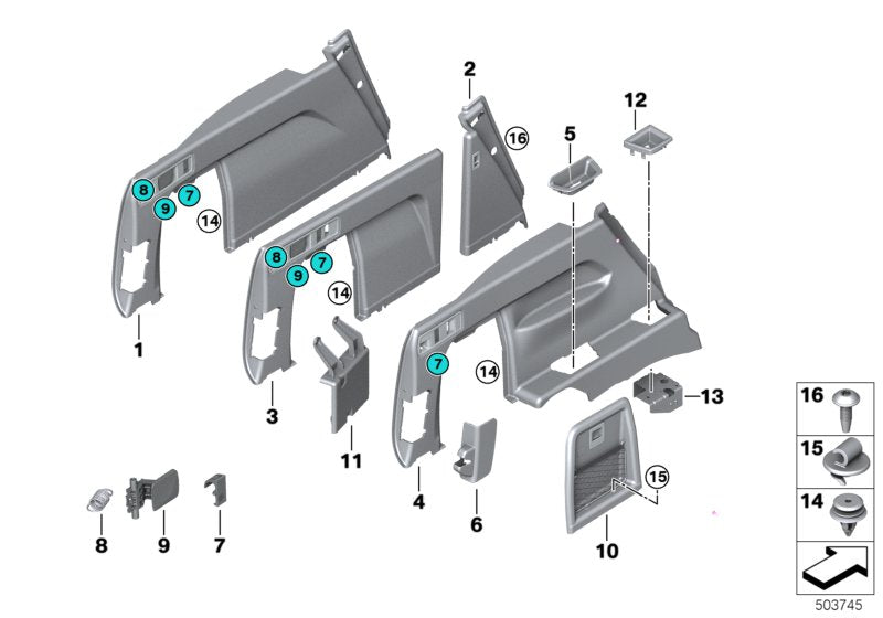 Genuine BMW 51477479952 G05 Finisher, Catch Bracket, Right SCHWARZ (Inc. X5) | ML Performance US US Car Parts