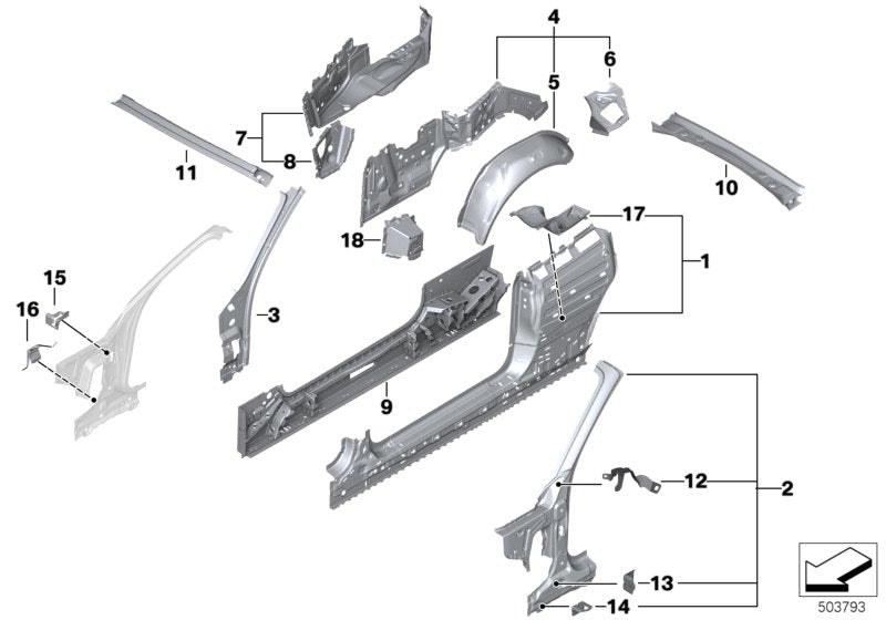 Genuine BMW 41217347087 Striker Plate, Side Panel, Rear Left (Inc. M235iX, M240i & M240iX) | ML Performance US US Car Parts