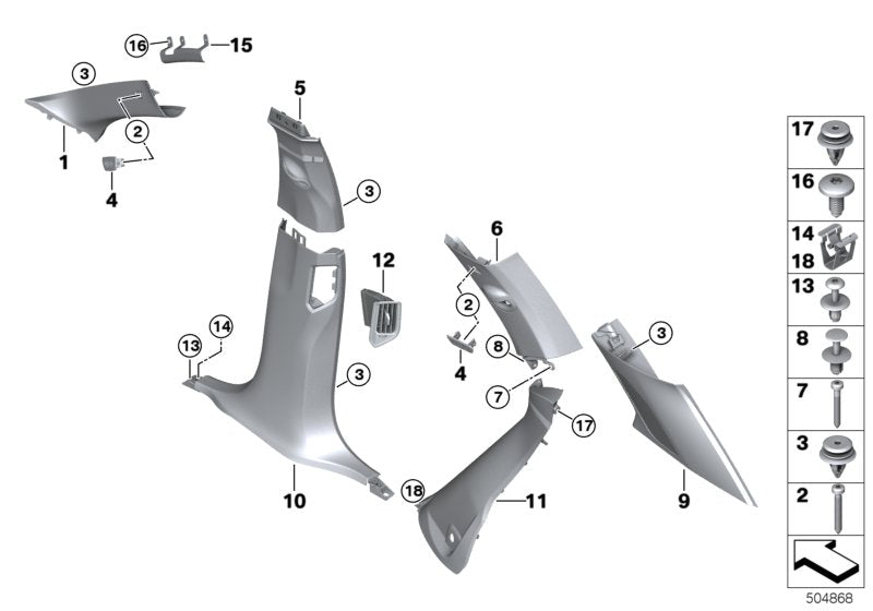 Genuine BMW 51437479083 G05 TriCover, C-Pillar, Left Upper ELFENBEINWEISS (Inc. X5) | ML Performance US US Car Parts